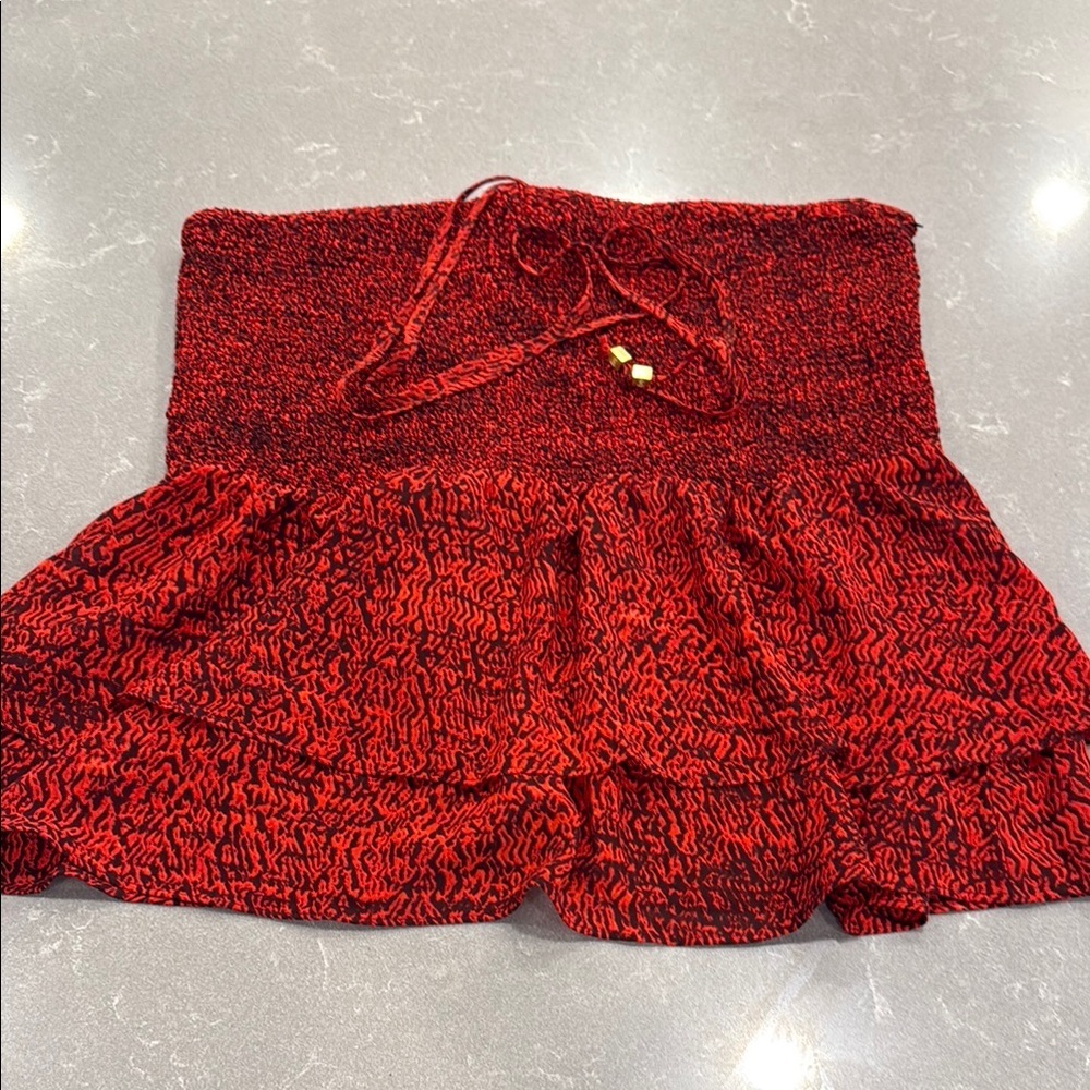 Michael Kors Red Textured Knit Tube Top